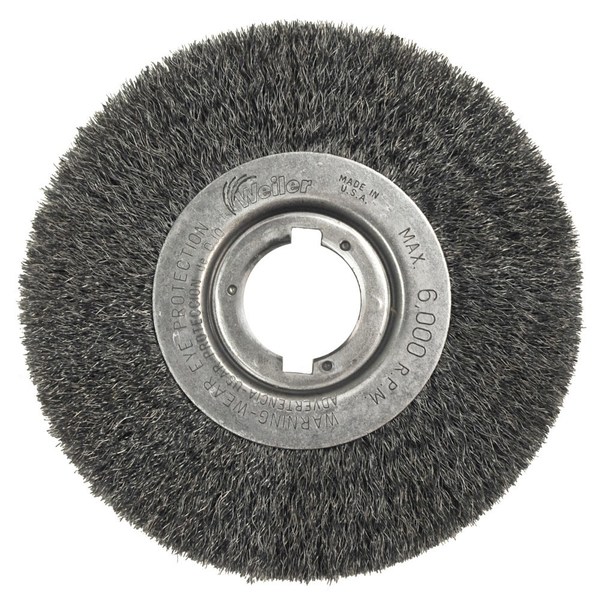 Weiler 6" Narrow Face Crimped Wire Wheel, .008" Steel Fill, 1-1/4" Arbor Hole 1049